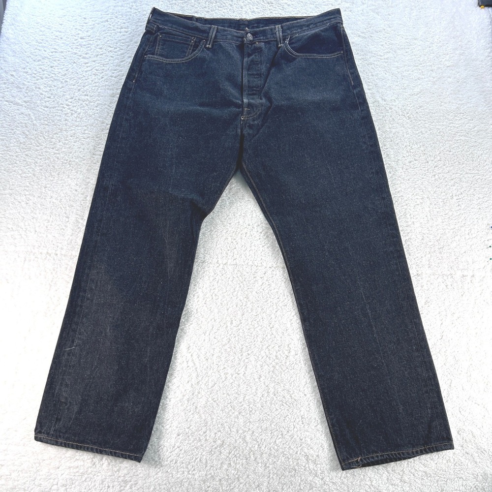 Levis 501 Jeans Men's 36X29 Black Button Fly Straight Leg - Altered -Pre-Own